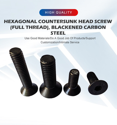 DIN Standard Durable Flat Head Socket Cap Screw Nero in acciaio al carbonio Full Thread
