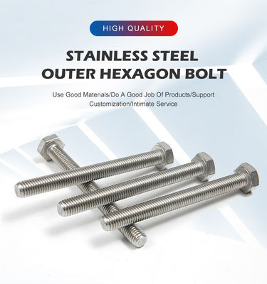 304 316 bulloni esagonali a filo completo DIN Standard Plain Finish Fasteners in acciaio inossidabile