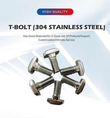 T-bolt e dadi a filo intero M8 M10 per testa quadrata di acciaio inossidabile da montaggio solare