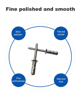 Testa a cupola a rivetta cieca di acciaio inossidabile con capo piatto con finitura non rivestita
