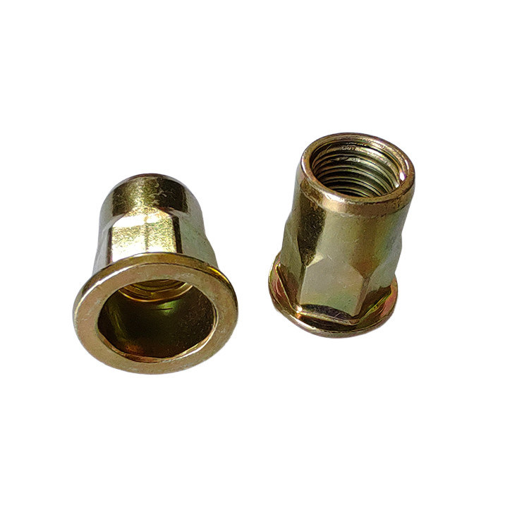 Noce di rivetto aperta semihex con rivestimento in zinco giallo economico per lamiere sottili di acciaio al carbonio